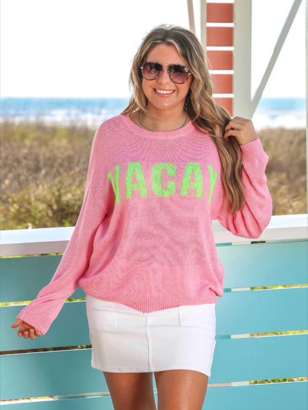Jess Lea Lightweight 'VACAY' Crewneck Sweater, Size S/M, NWT